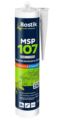 Bostik Colle zinc gris MS107 - Cartouche 290mL