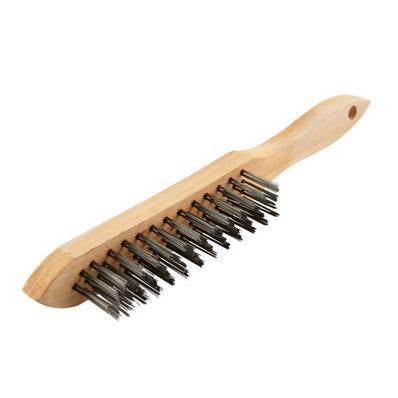 Brosse à main acier, manche en bois 